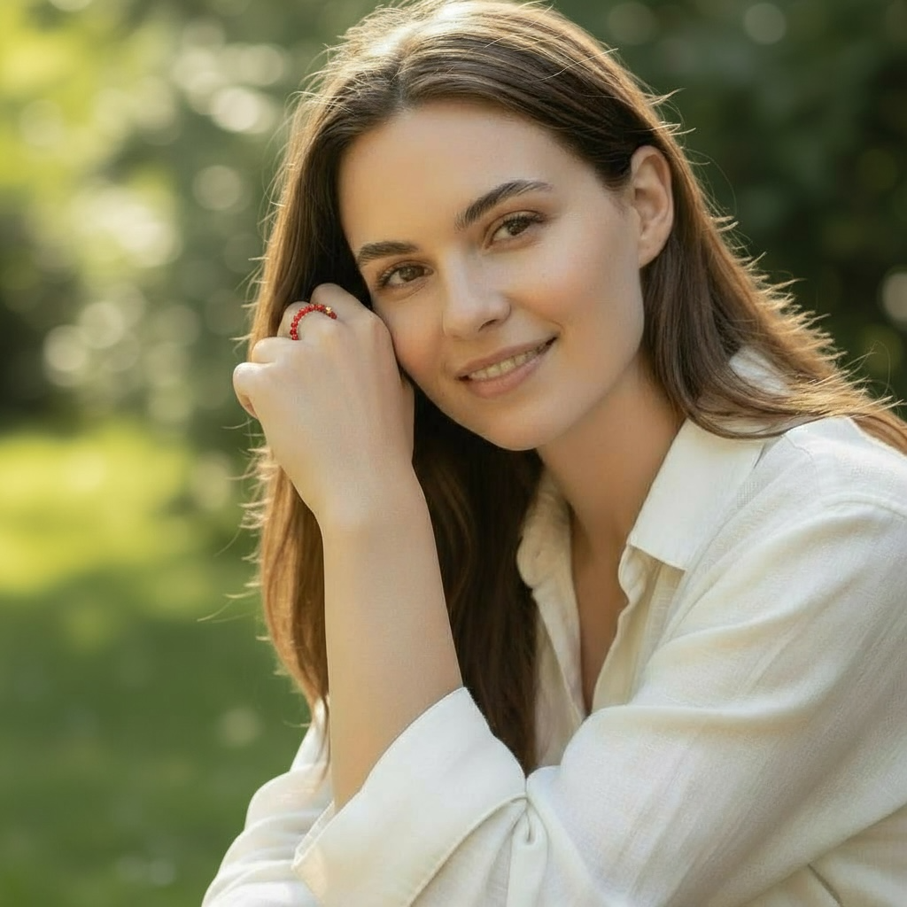 Bague perles Cornaline chauffée Brésil (boules 3mm)