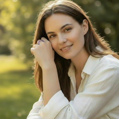 Bague perles Améthyste Brésil (boules 3mm)