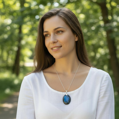 Pendentif labradorite bleue Madagascar AA+