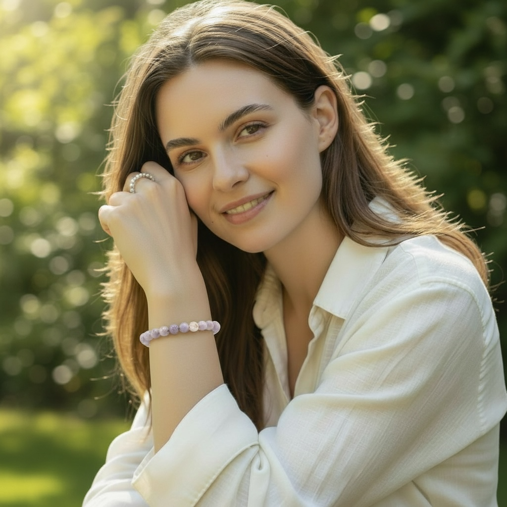 Bracelet tourmaline rose sur Eudialyte Namibie A (boules 10mm)