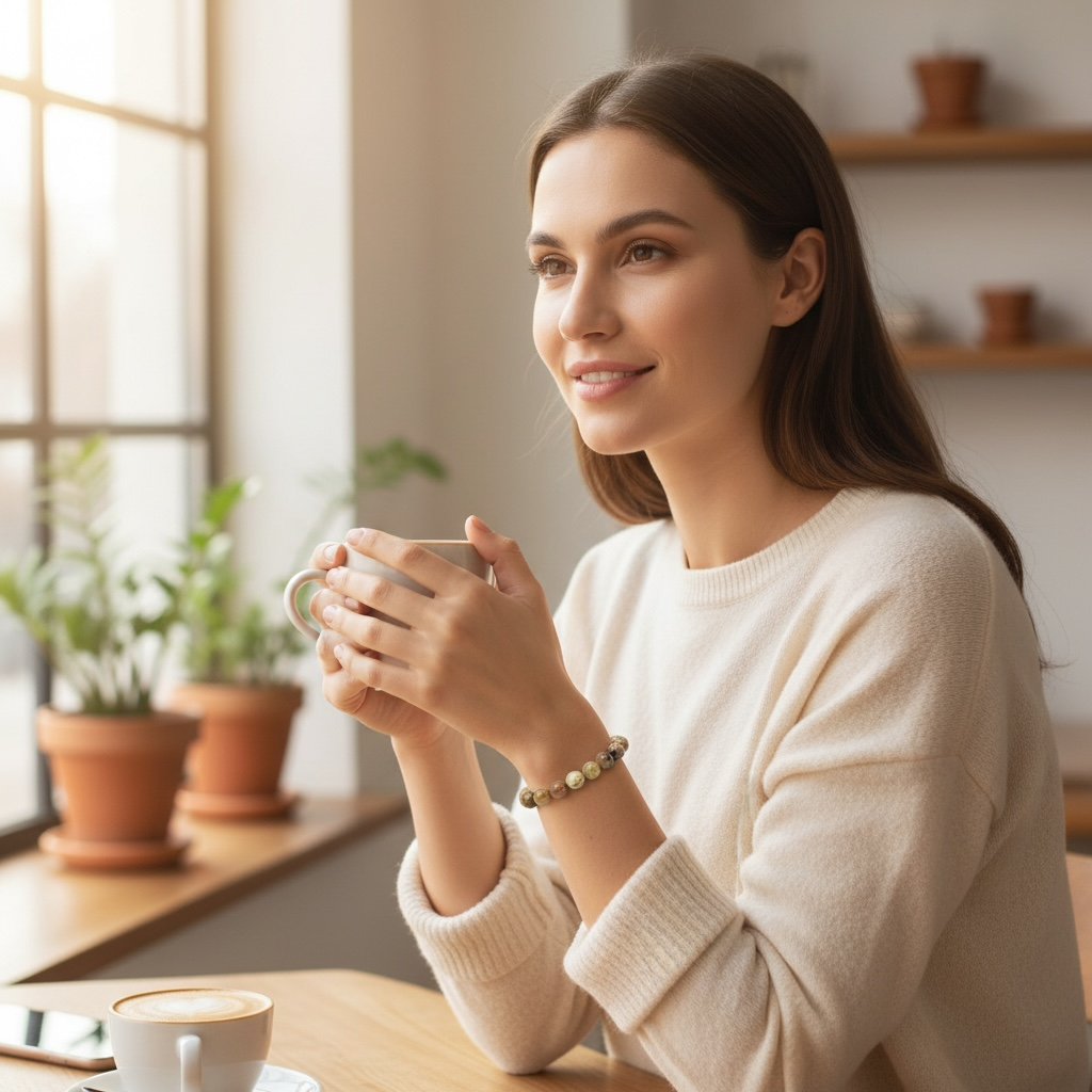 Bracelet grenat vert Mali A (boules 10mm)