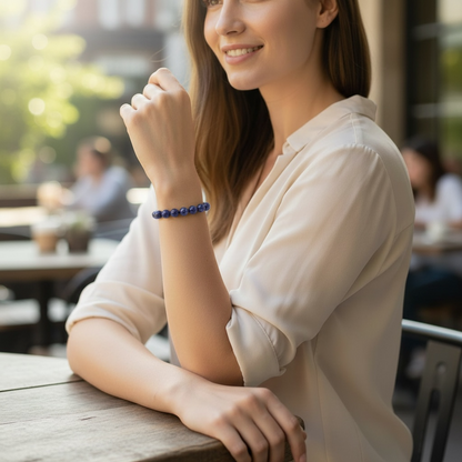 Pulsera de zafiro azul India A (bolas de 7-8 mm)