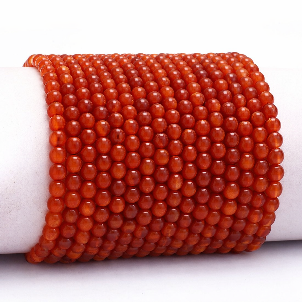 Bracelet cornaline chauffée Brésil A (boules 3-4mm)