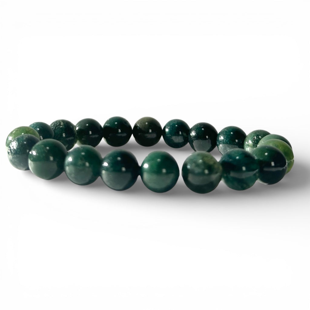 Bracelet agate mousse Brésil A (boules 10mm)