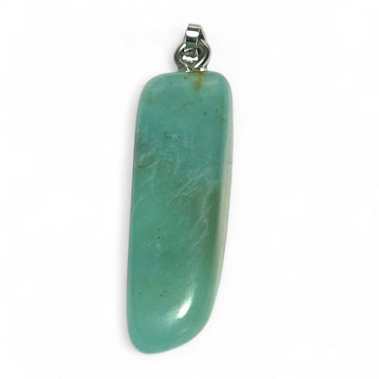 Blue opal tumbled stone pendant from the Andes, 925 silver buckle