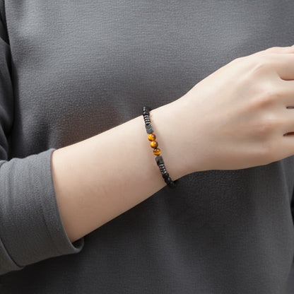 Bracciale in onice satinata, ematite, occhio di tigre A (sfere 6mm)
