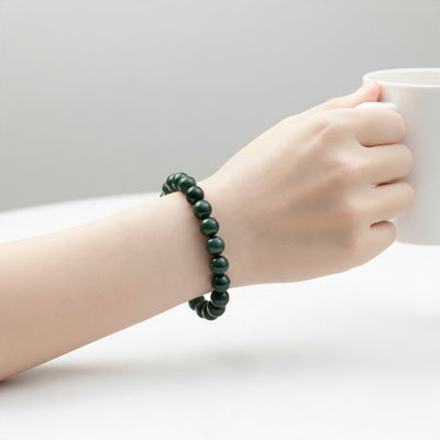 Pulsera de ágata musgosa brasileña A (bolas de 10 mm)