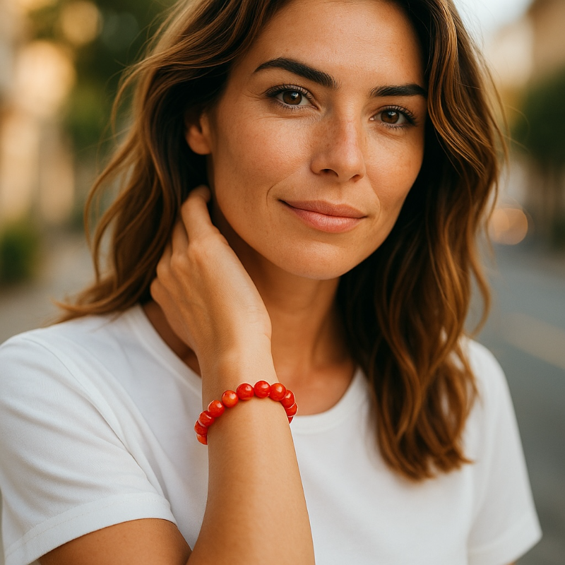 Banded agate bracelet Brazil A (7-8mm balls)