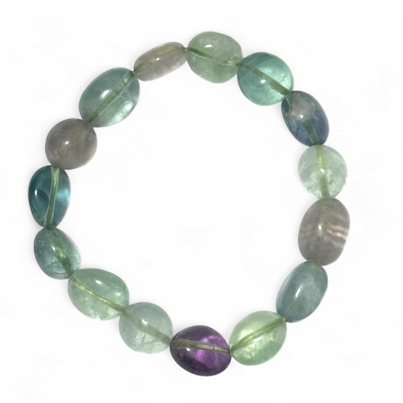 China A multicolor fluorite bracelet (10-12mm tumbled stones)