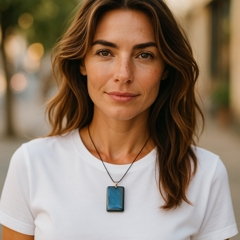 Pendentif labradorite Madagascar AA+ rectangle 35-45mm