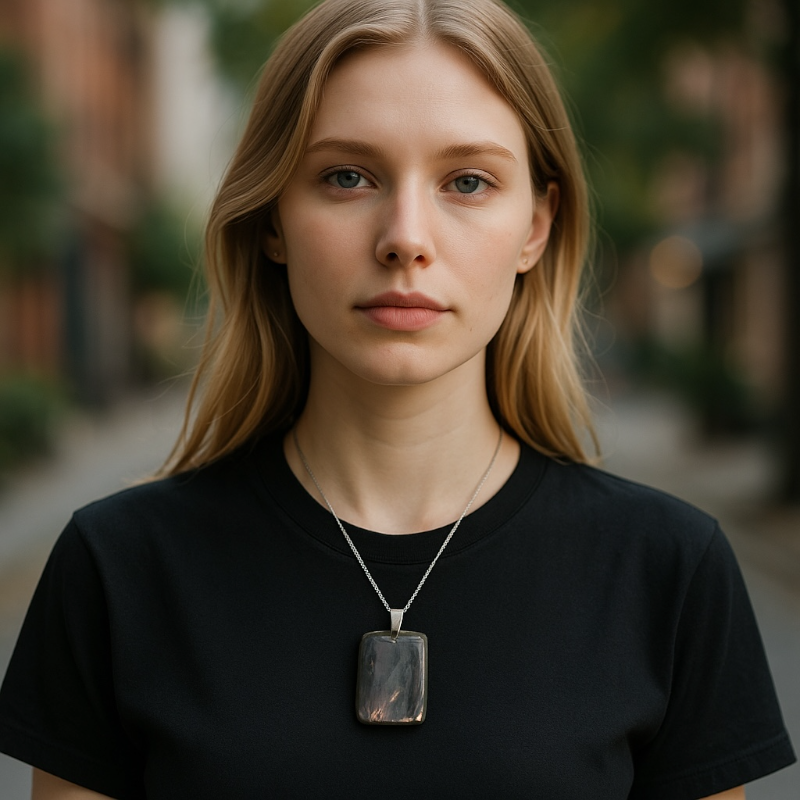 Pendentif labradorite violette Madagascar AA+ rectangle 35-45mm