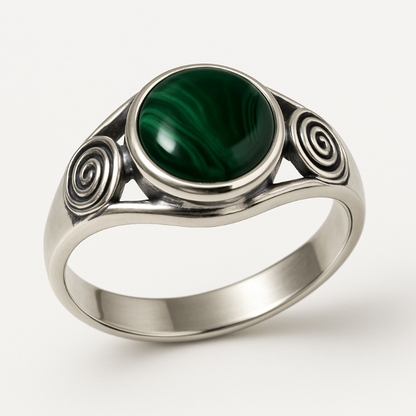 Bague malachite Congo AA argent 925