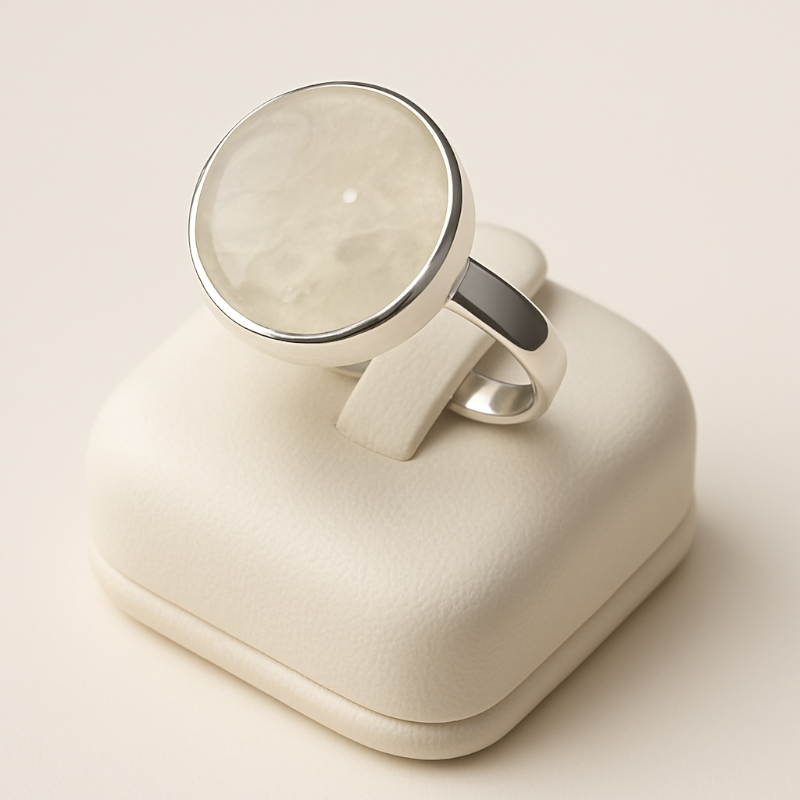 Bague pierre de lune arc en ciel (péristérite) argent 925