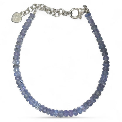 AA tanzanite bracelet faceted beads 3-4mm 925 silver