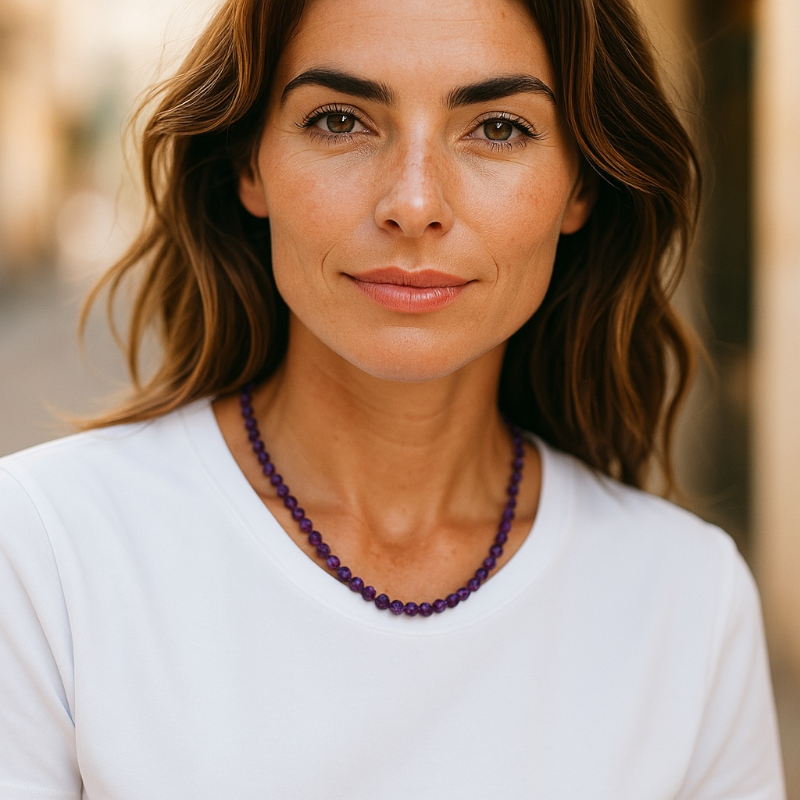 Collier améthyste Brésil AA (perles facettées 3-4mm) - 45cm