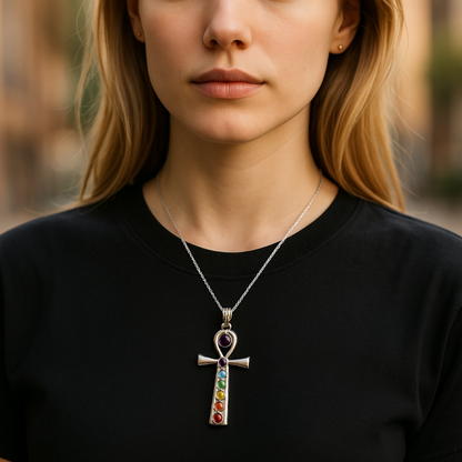 Pendentif 7 chakras croix