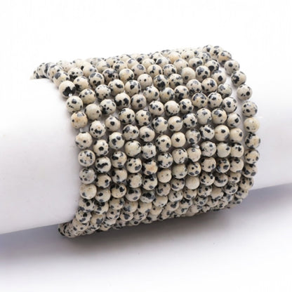 Pulsera de jaspe dálmata de México (Talla A, cuentas de 5-6 mm)