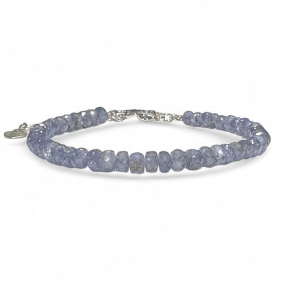 AA tanzanite bracelet faceted beads 3-4mm 925 silver