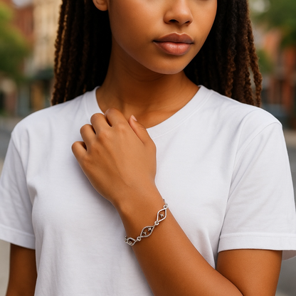 Pulsera de cuarzo ahumado USA AA plata 925