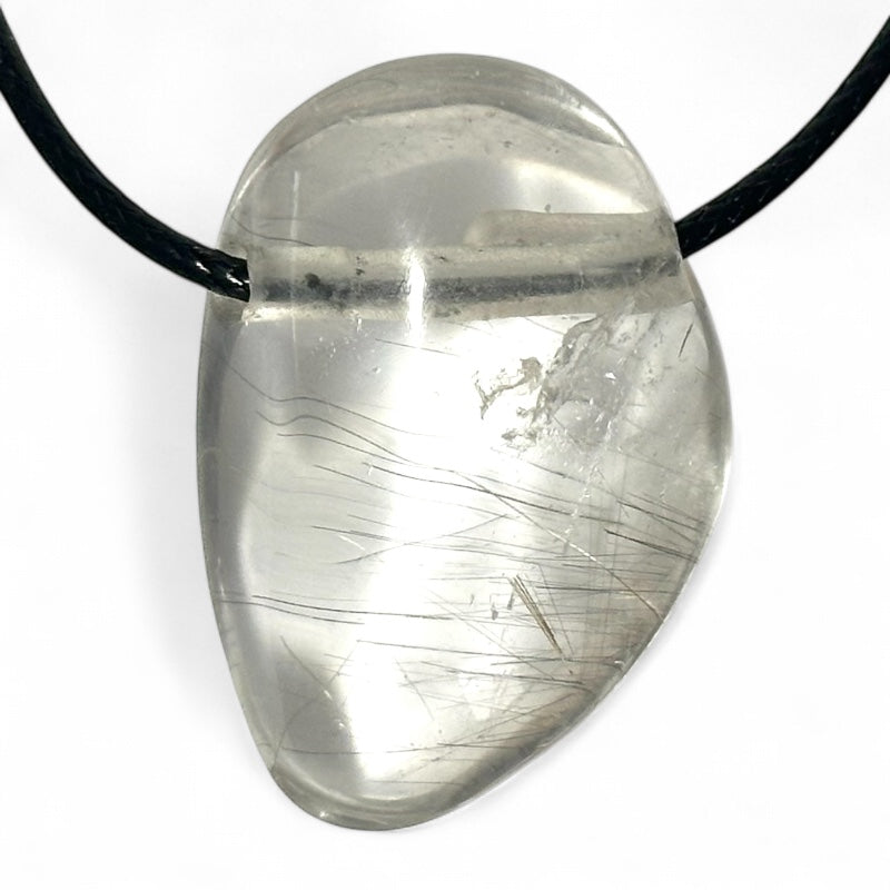 Rutile quartz pendant Brazil A (holey stone) + cord