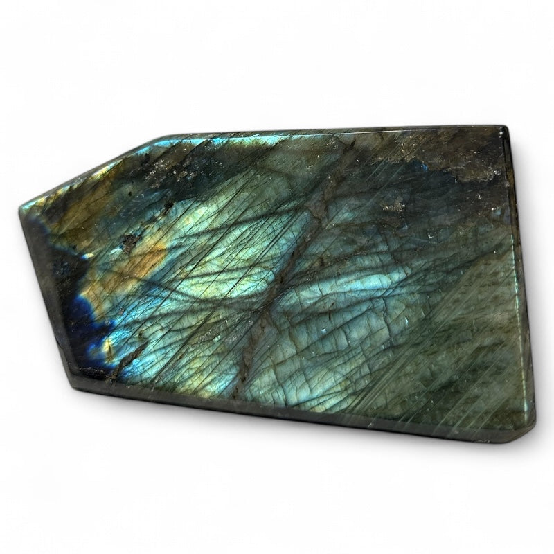 Labradorite taillée polie toutes faces Madagascar AA - 465g