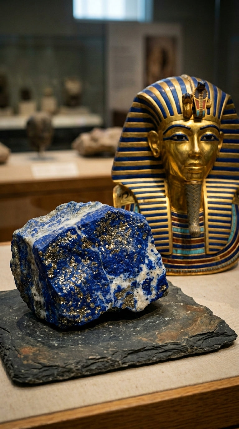 Bloc de lapis-lazuli brut bleu profond parsemé de pyrite