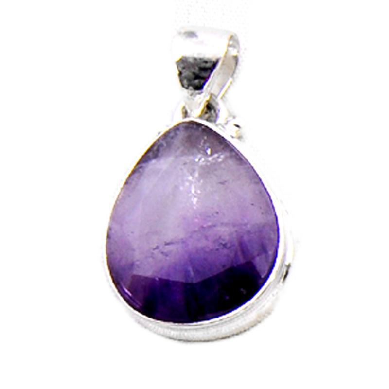 Pendentif améthyste rubanée Brésil AA argent 925