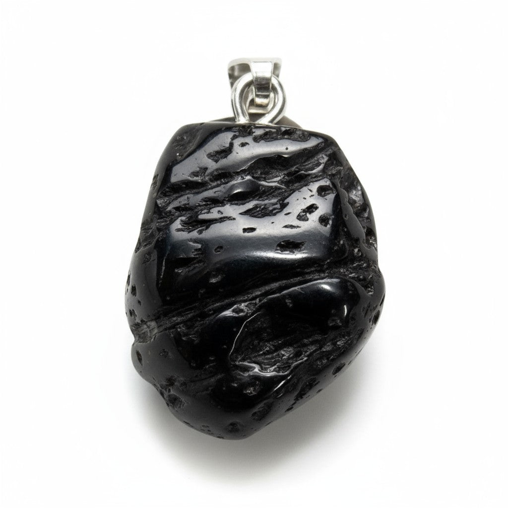 Pendentif cintamani Indonésie A pierre roulée boucle argent 925