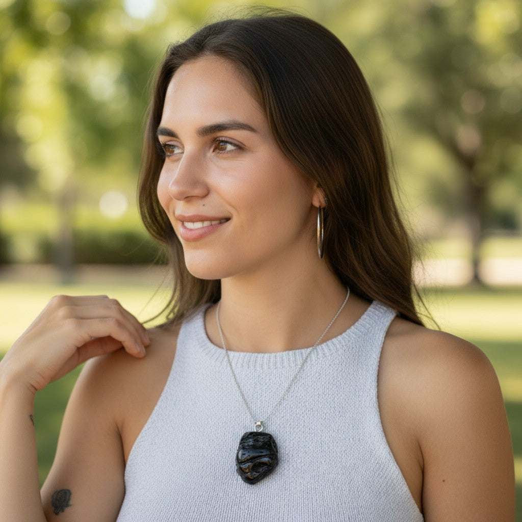 Pendentif cintamani Indonésie A pierre roulée boucle argent 925