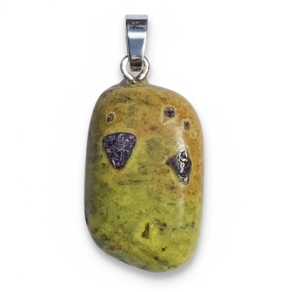 Pendentif stichtite dans serpentine Afrique du Sud A boucle argent 925