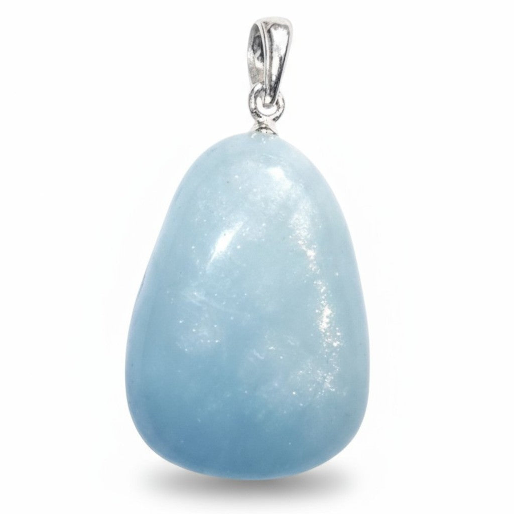Colgante de aguamarina de Brasil con hebilla de plata 925 con piedra enrollada