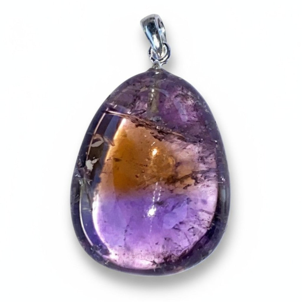 Pendentif amétrine Brésil A pierre roulée boucle argent 925