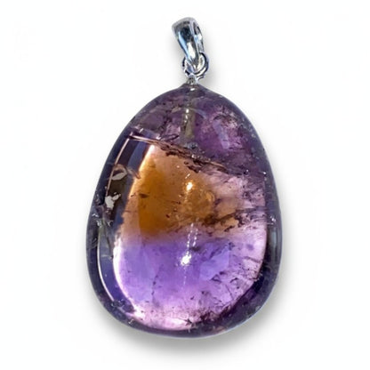 Pendentif amétrine Brésil A pierre roulée boucle argent 925