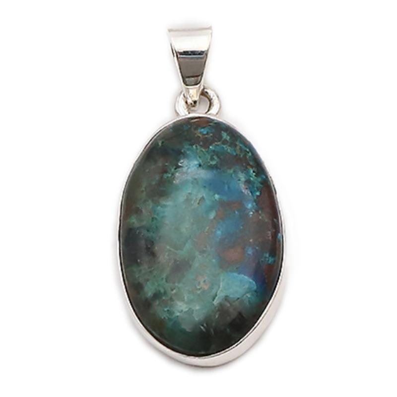 Pendentif azurite malachite Pérou AA+ argent 925
