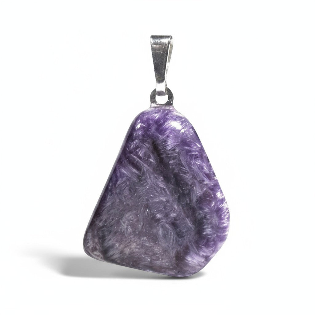 Colgante charoita Rusia Con piedra enrollada hebilla de plata 925