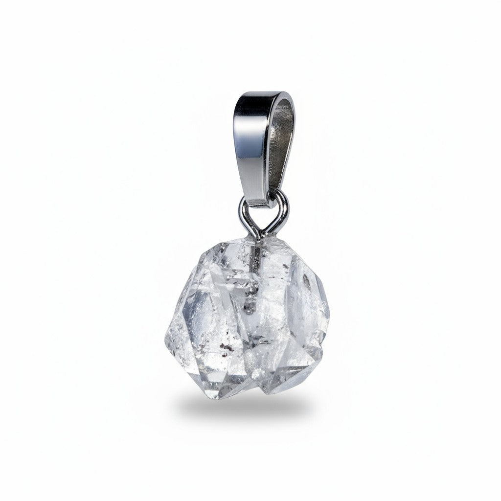Herkimer Diamond Crystal Pendant USA With 925 Silver Loop