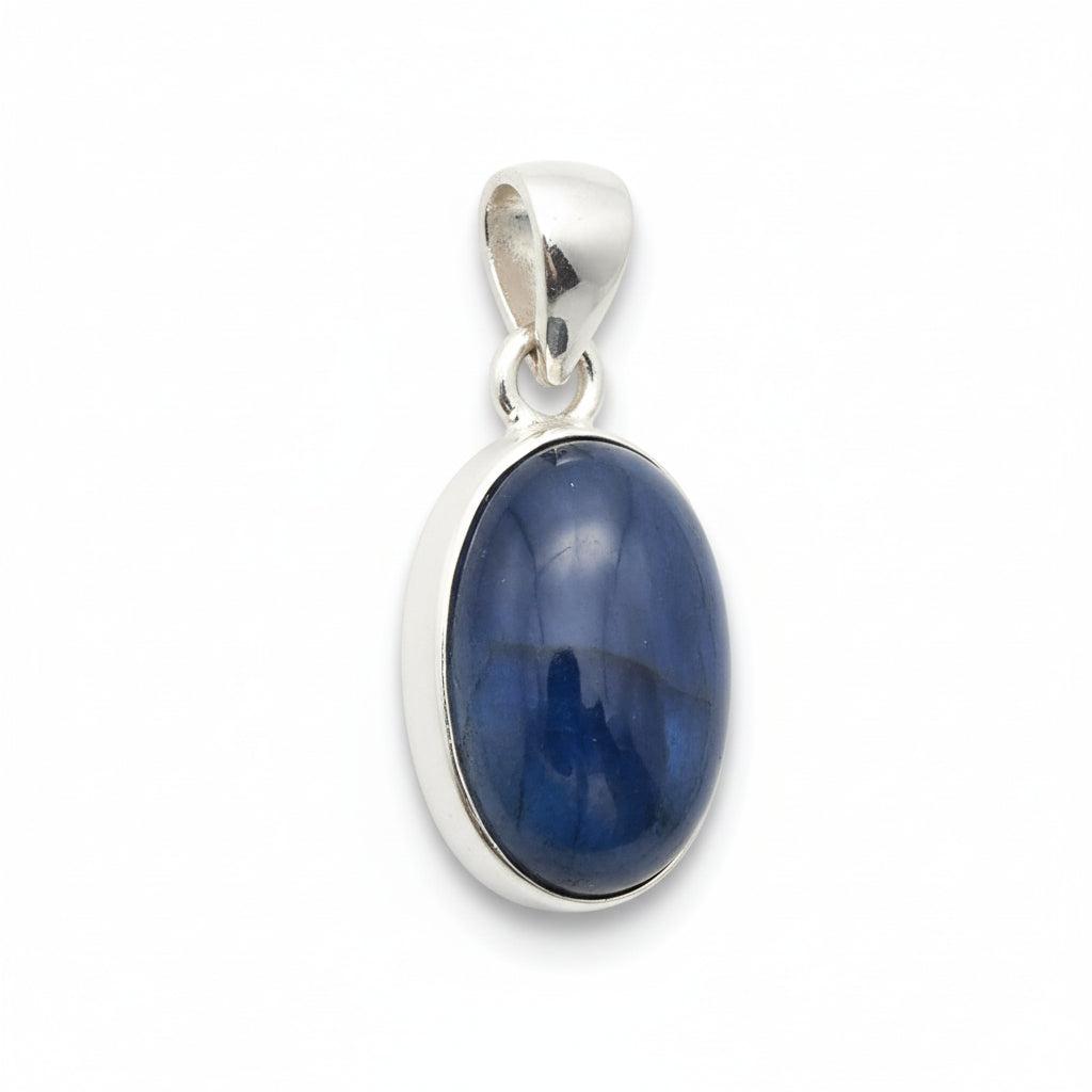 Pendentif cyanite bleue Inde AA+ argent 925