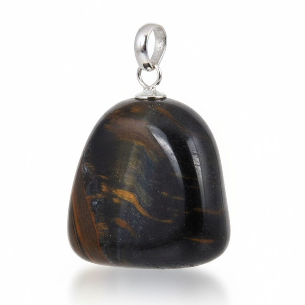 Pendentif oeil de faucon Afrique du Sud A pierre roulée boucle argent 925