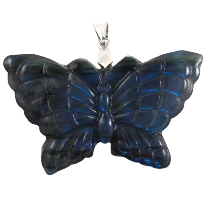 Colgante labradorita multicolor Madagascar AA+ (mariposa)