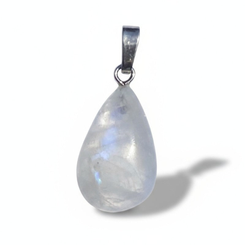 Pendentif pierre de lune arc en ciel (péristérite) Inde AA boucle argent 925