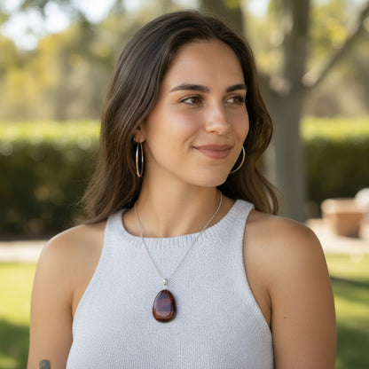 Colgante ojo de buey Sudáfrica Con piedra laminada Hebilla de plata 925