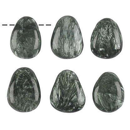 Pendentif séraphinite goutte Russie AA (pierre trouée) + cordon