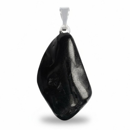 Shungite pendant Russia With rolled stone silver loop 925