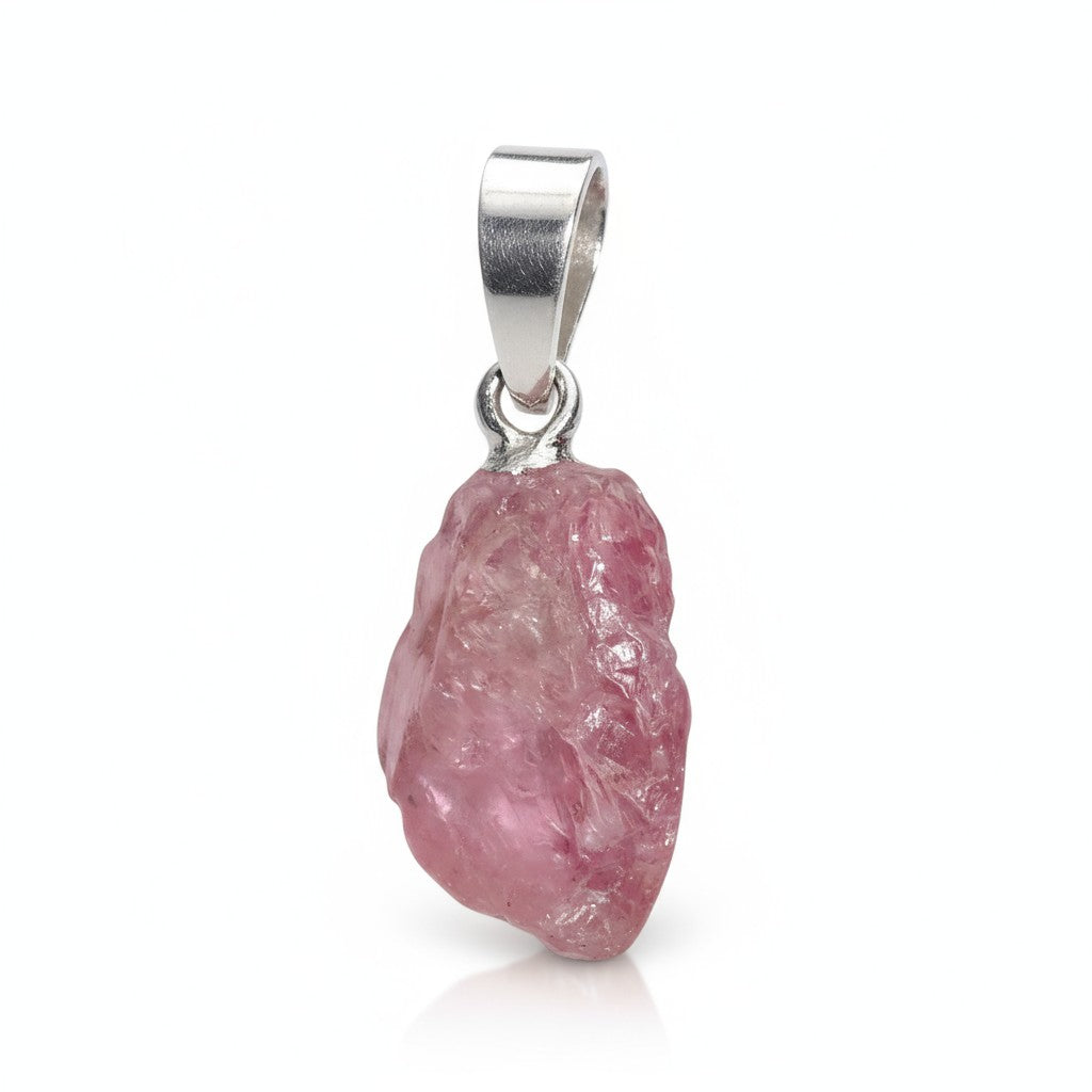 Pendentif spinelle rouge Sri Lanka A boucle argent 925