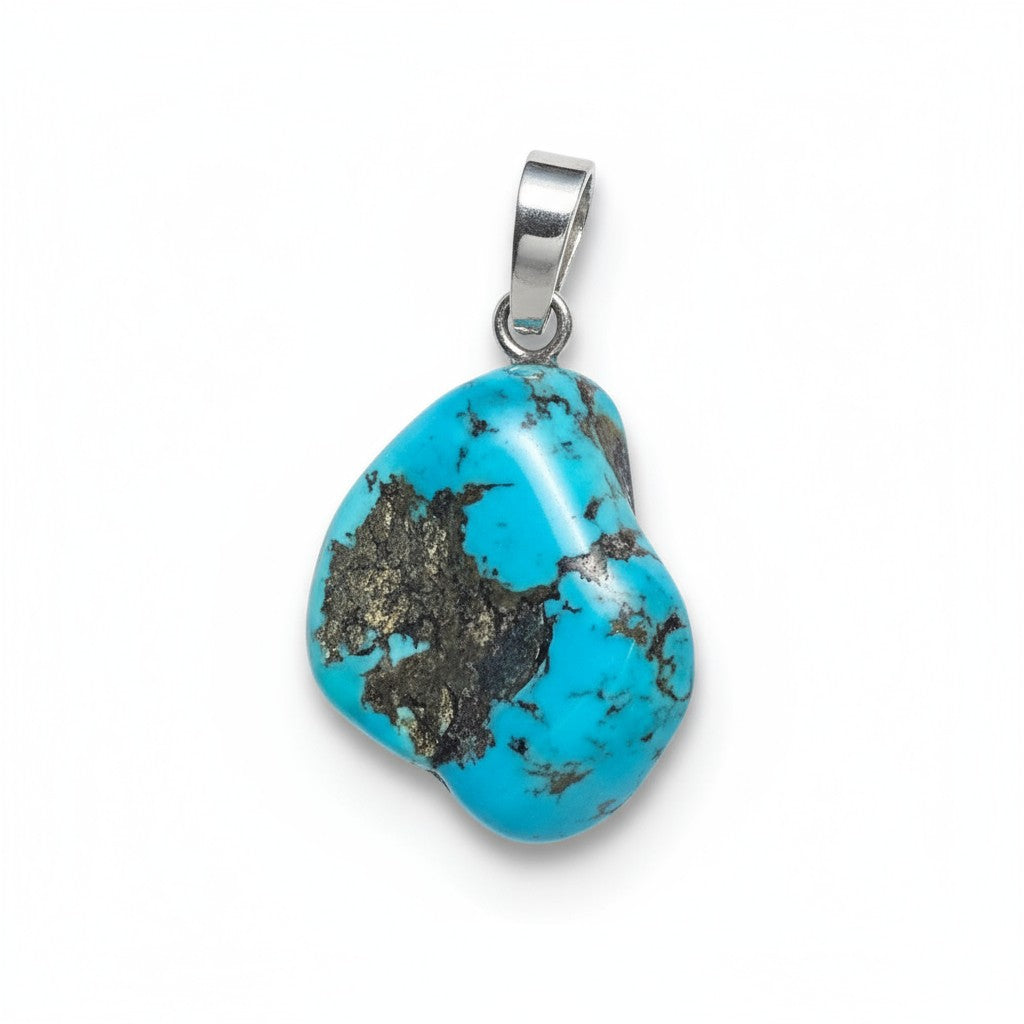 Pendentif turquoise Arizona A pierre roulée boucle argent 925