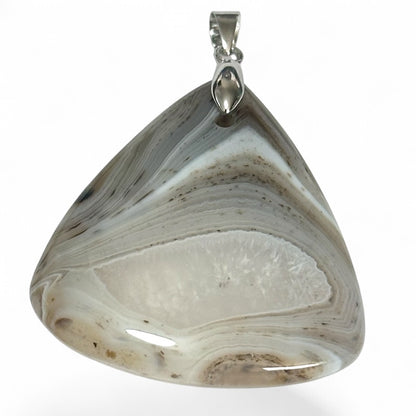 Pendentif agate Botswana AA acier inoxydable