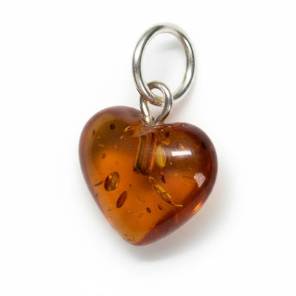 Colgante de plata y ámbar coñac (corazón)