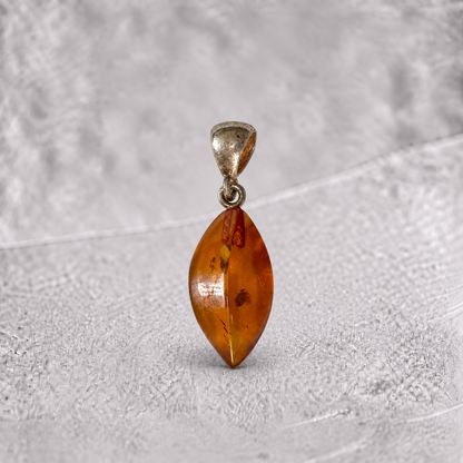 Pendentif ambre cognac Lituanie AA argent 925