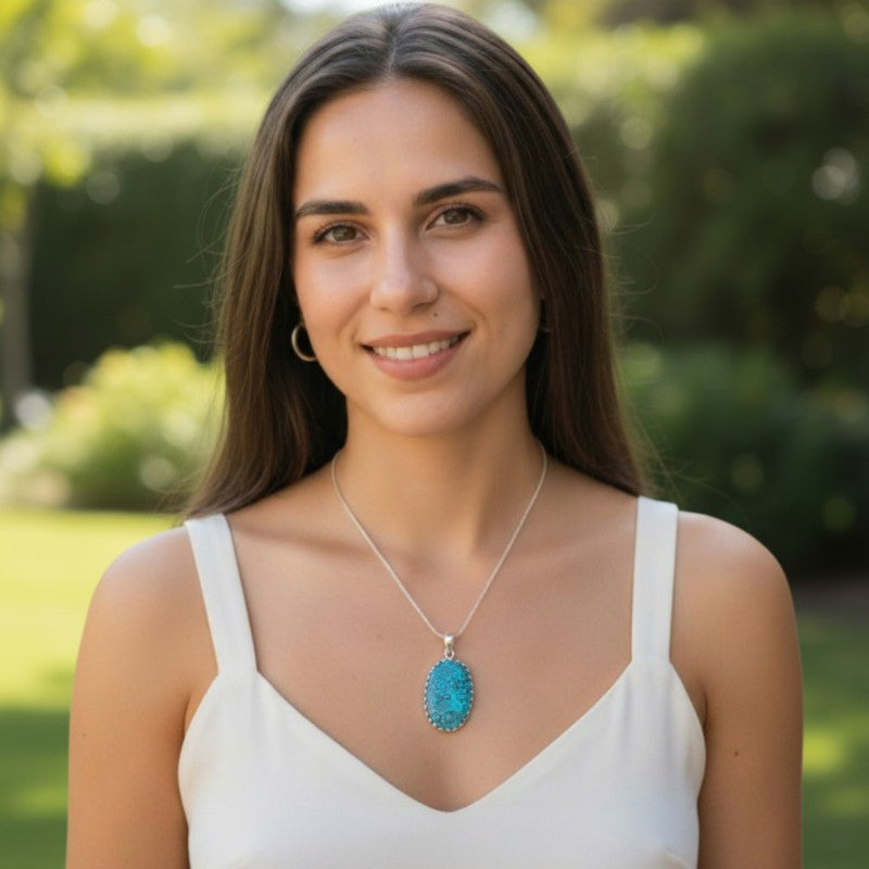 Pendentif Chrysocolle Pérou AA argent 925