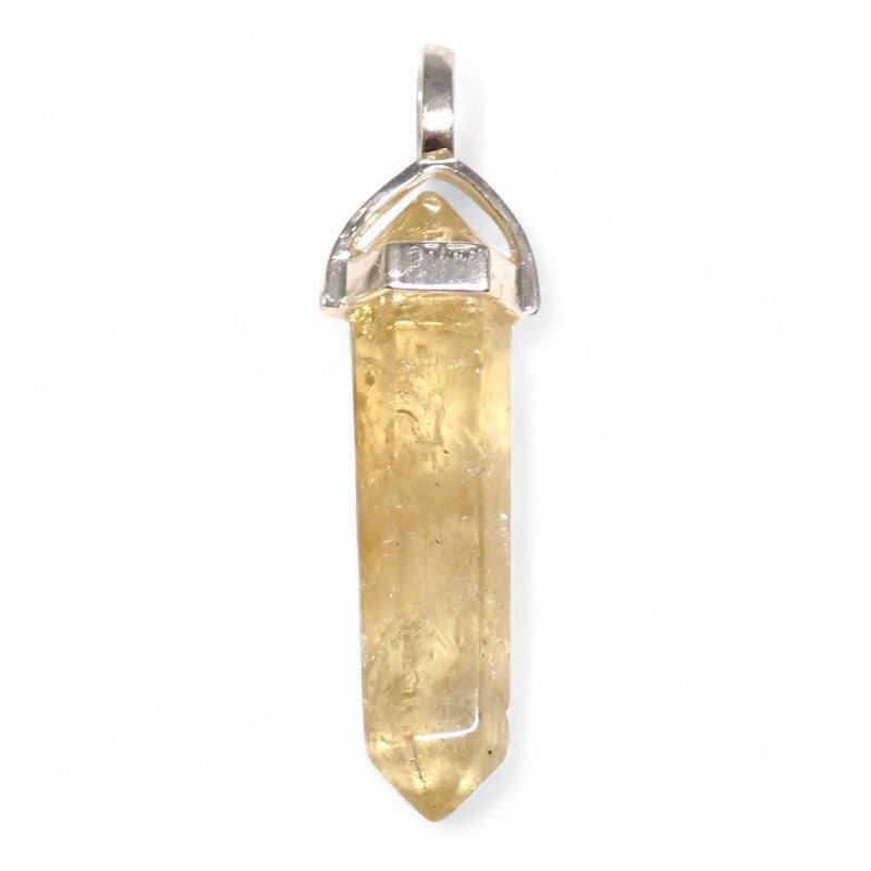 Pendentif pointe biterminée citrine naturelle Brésil A